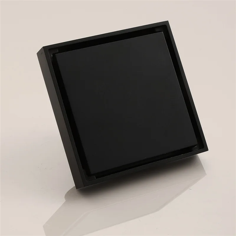 Brass Square Anti-Odor Floor Drain Bathroom Shower Black Floor Drain Waste Drain Strainer Cover Grate 100mm Drains 4 Inch