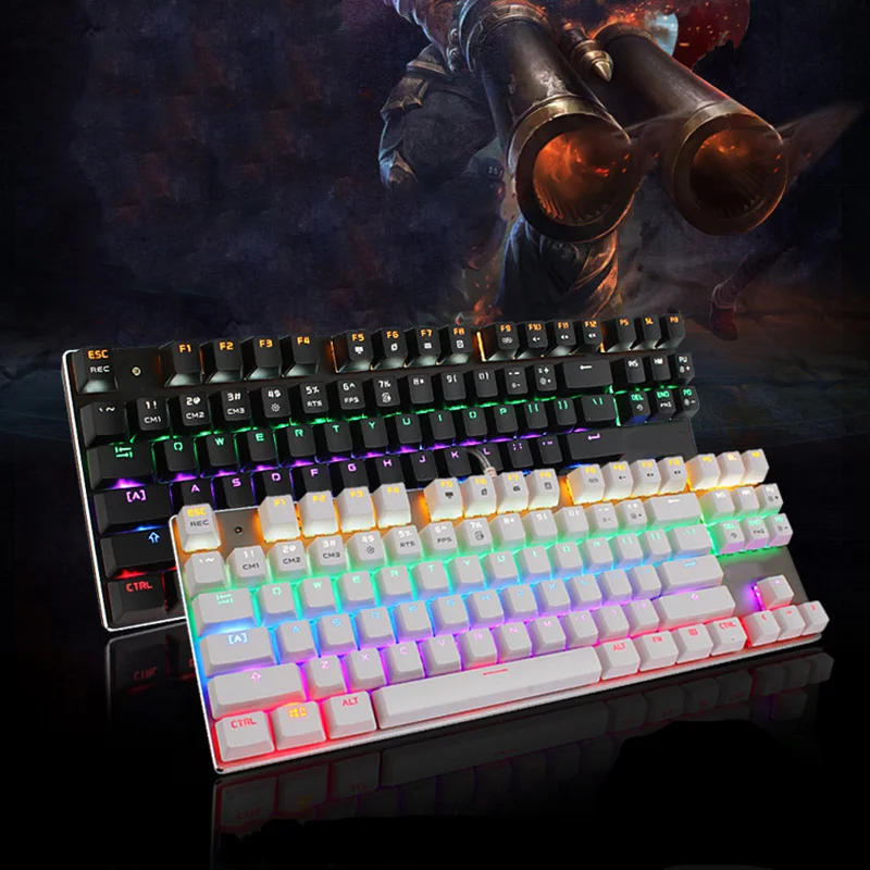 

Blue Red Black Switch Backlit LED Wired Keyboard Desktop Gaming Mechanical Keyboard 87/104 Anti-ghosting Luminous