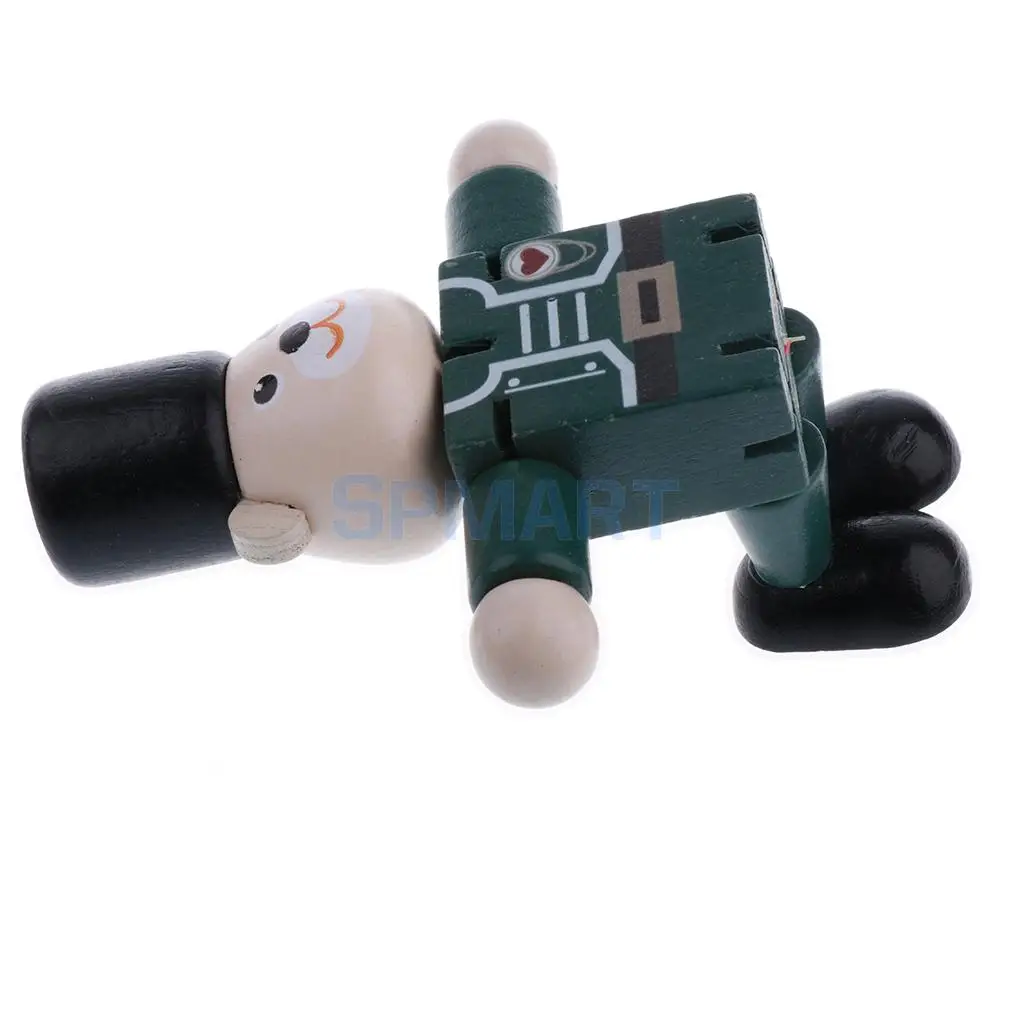 Wooden Walnut Puppets Bear Animal Action Figure Doll Toys Flexible Joints Poseable Baby Children Kids Xmas Christmas Gifts