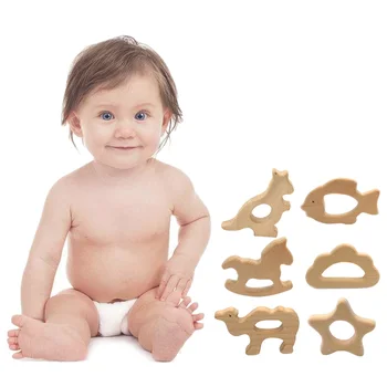 

Baby 6 Organic Natural Wooden Grasping Teether Toy Kangaroo/Camel/Cloud/Pentagram/Star/Trojan/Goldfish Teething Nursing Holder