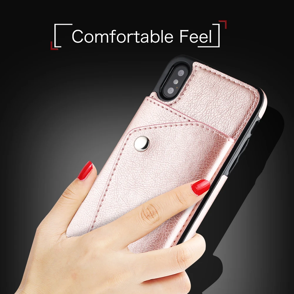 جلدية فاخرة حقيبة لهاتف أي فون X XR XS ماكس 6 6 s 7 8 زائد المحفظة حامل بطاقة غطاء حماية الهاتف حقيبة حالات ل iphone 7 زائد