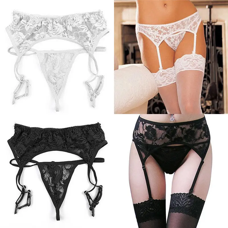 Для женщин кружева сексуальное женское белье Intimates леди девушки нижнее белье G-String+ подвязки+ чулки 3 шт Экзотические наборы