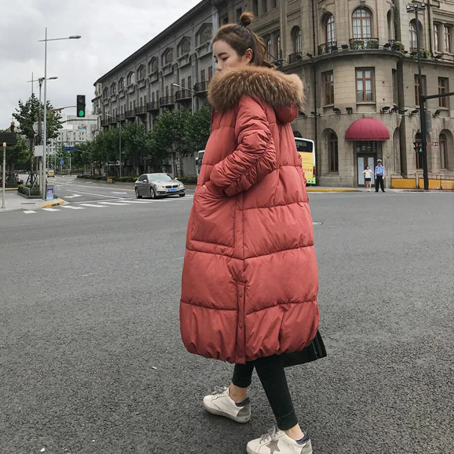

pregnant plush size long winter knee-high cotton coat new MOM thickening jacket pregnant hooded fat clothes maternity outwear