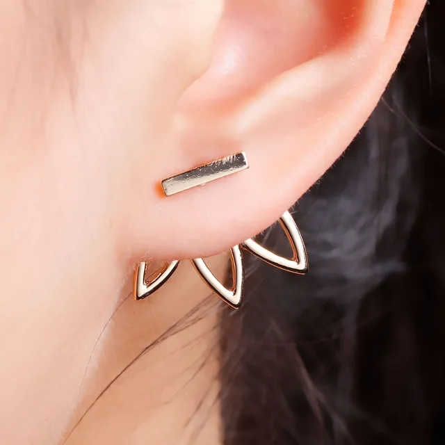 New Fashion Vintage Lotus Earring Metal Bar Stud Earrings For Women New Fashion Vintage Lotus Earring Metal Bar Stud Earrings For Women Gold Silver Plated Ear