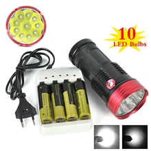 Охота Мощный Фонарик ж/Зарядное Устройство, 10x XML L2 LED 3 Режима Работы Факел Портативный Фонарик для Наружного разведки