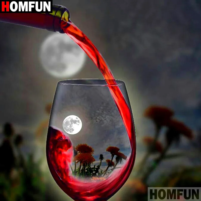 HOMFUN Diy Алмазная вышивка крестиком набор &quotВинный стеклянный пейзаж&quot Домашний
