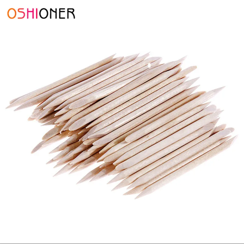 

100Pcs Double Sided Wood Stick Cuticle Pusher Remover Pedicure Manicure Tool