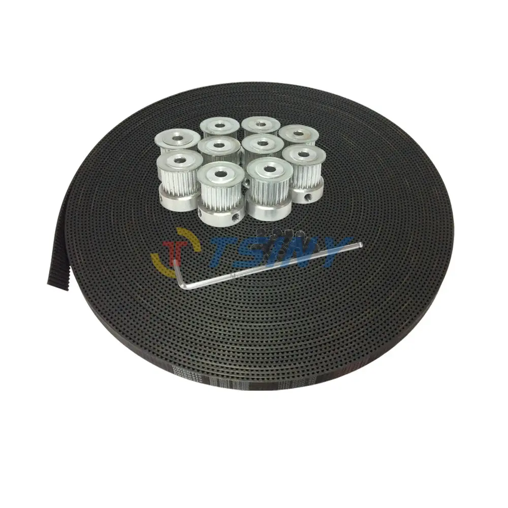 

10pcs HTD3M Timing Aluminium Pulley 22 Teeth + 10 Meter 3M Open Ended Rubber Timing Belt W=15mm for Laser Engraving CNC Machines