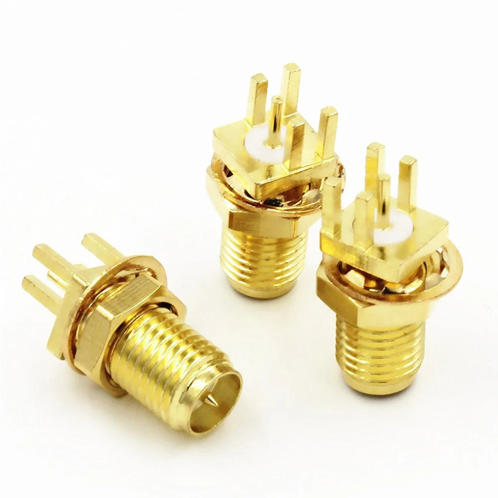 

ALLISHOP 5Pcs RP-SMA Female Plug Bulkhead Solder PCB Mount RF Connector RP SMA Female Connector Adapter Coax Coaxial