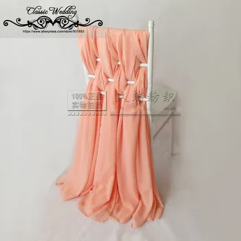 

100 Set Free Shipping Peach White Color Chiffon Chair Sash Chiffon Chiavari Chair Cover Luxury Chair Sash Chiffon Chair Cap