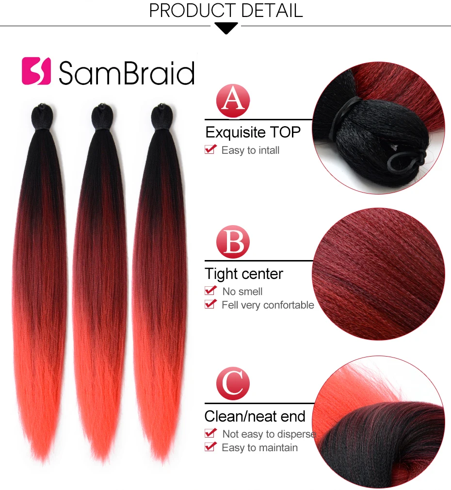 Sambraid Easy Jumbo косы профессиональные(предварительно растянутая оплетка) Itch Ombre плетение волос канекалон синтетические волосы для наращивания для женщин