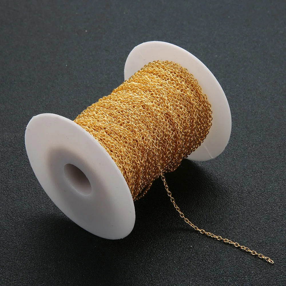 

10meters/lot Gold Color Width 2/2.5mm Metal Rolo Link Chains Necklace Bracelet Chain For Necklace Bracelets Jewelry Making