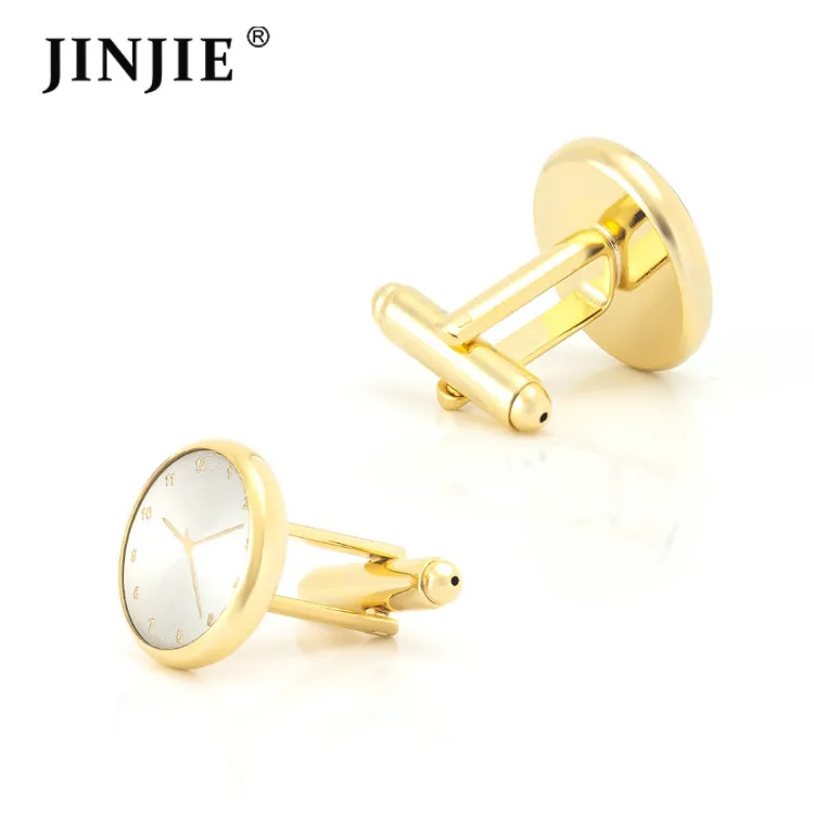 Best new design wedding tuxedo cuff studs and gold and blue watch cufflinks gift set for men