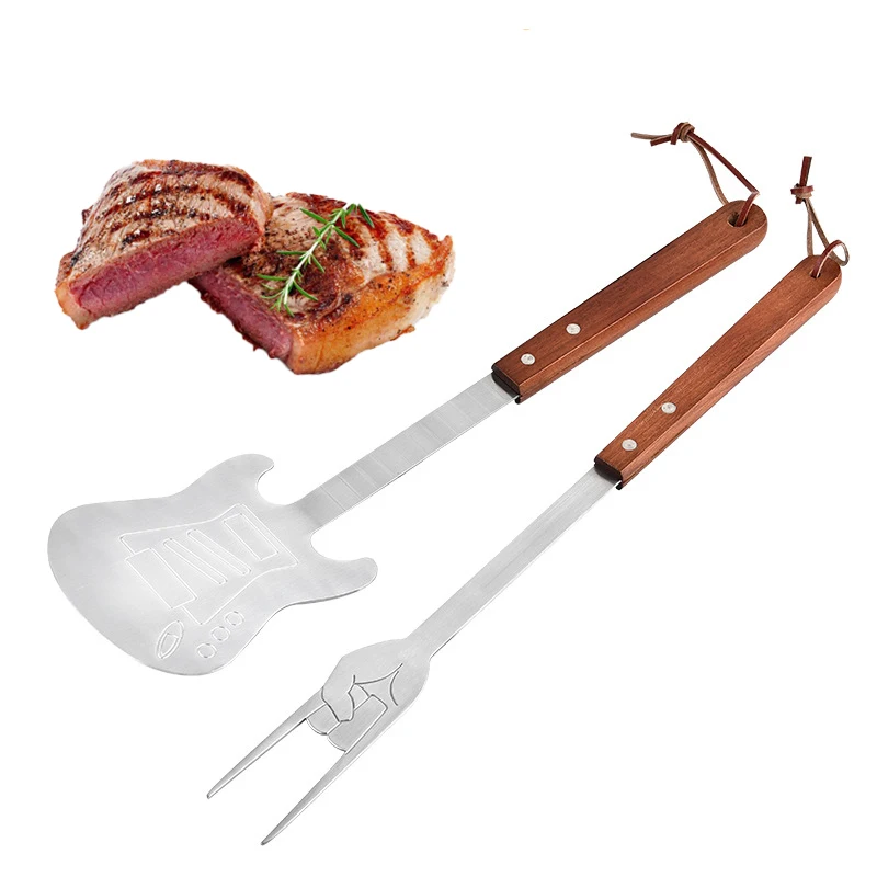 Guitar Shape BBQ Tools Barbecue Spatula Fork Outdoor Picnic Tools Set
