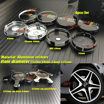 

New 4pcs 135MM 64mm 56MM 60MM Wheel emblem covers For Mitsubishi RalliArt Lancer Ralli Art 10 Asx Car Emblems Badge Accessories