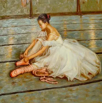 

Free Shipping Canvas Prings A Ballerina tying shoelaces Canvas Art Photo Print on Canvas Painting for living room Wall