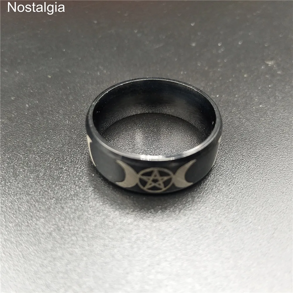 Ностальгия из нержавеющей стали Тройная богиня луны Wicca Пентакль титановое