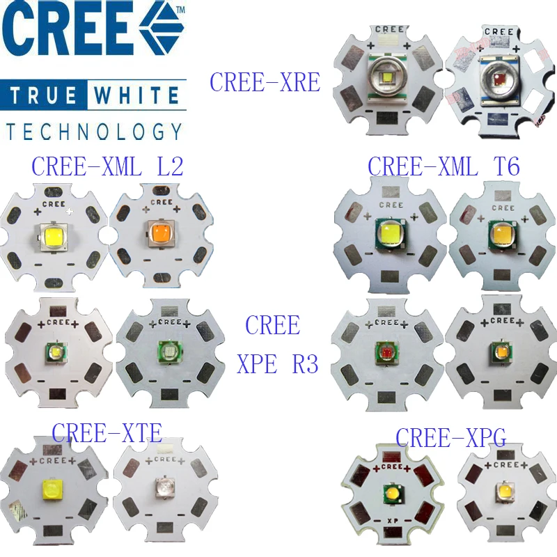 Оригинальный CREE 10 Вт XML T6 / L2 XPE R3 3 Вт/XRE Q5 Вт/XTE R5 5 Вт/XPG2 Вт/Теплый Холодный белый