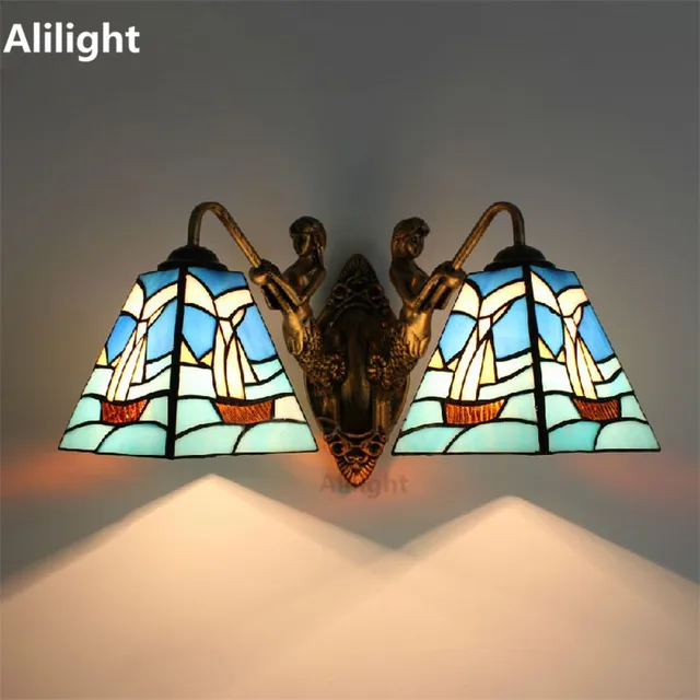 Brief Style Wall Lamp Tiffany Mediterranean Stained Gl Brief Style Wall Lamp Tiffany Mediterranean Stained Gl Light Study Room Corridor Loft Sconce