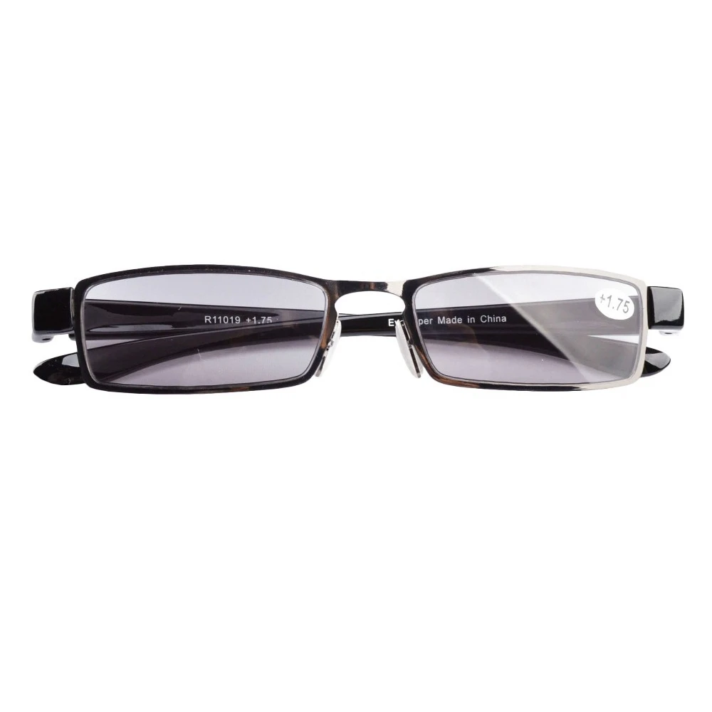 R11019 очки для чтения, лакированная легкая оправа из нержавеющей стали, серые линзы, солнцезащитные очки для чтения+ 1,0/+ 1,25/+ 1,5/+ 1,75/+ 2,0/+ 2,25/