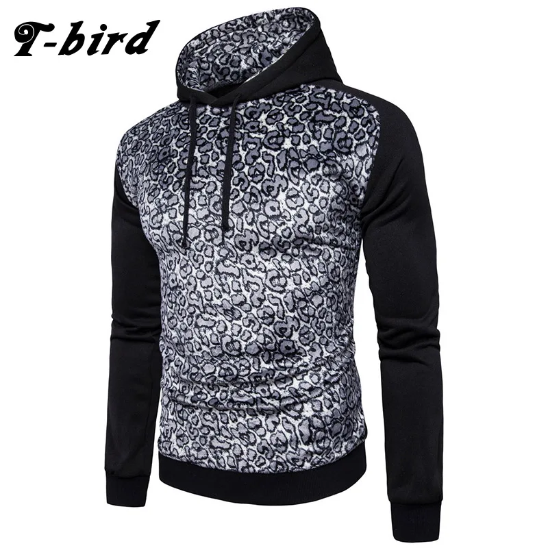 T Bird Hoodies Men Leopard Print Mens Sweatshirt Moletom Masculino