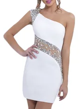 2016 One-Shoulder Friesen Mini Graduation Dresses Sleeveless Durchsichtig Rückseite Reißverschluss Homecoming Cocktail Party Kleider