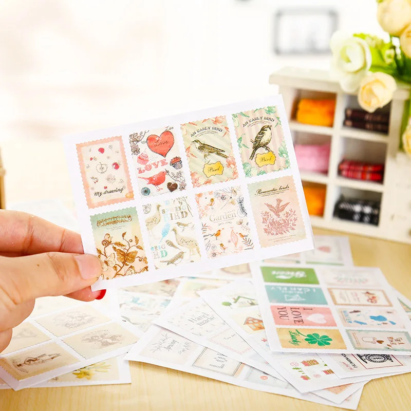 4 листа/лот креативные бумажные наклейки в виде марок пакет DIY декоративная наклейка-стикер для дневника альбом Скрапбукинг