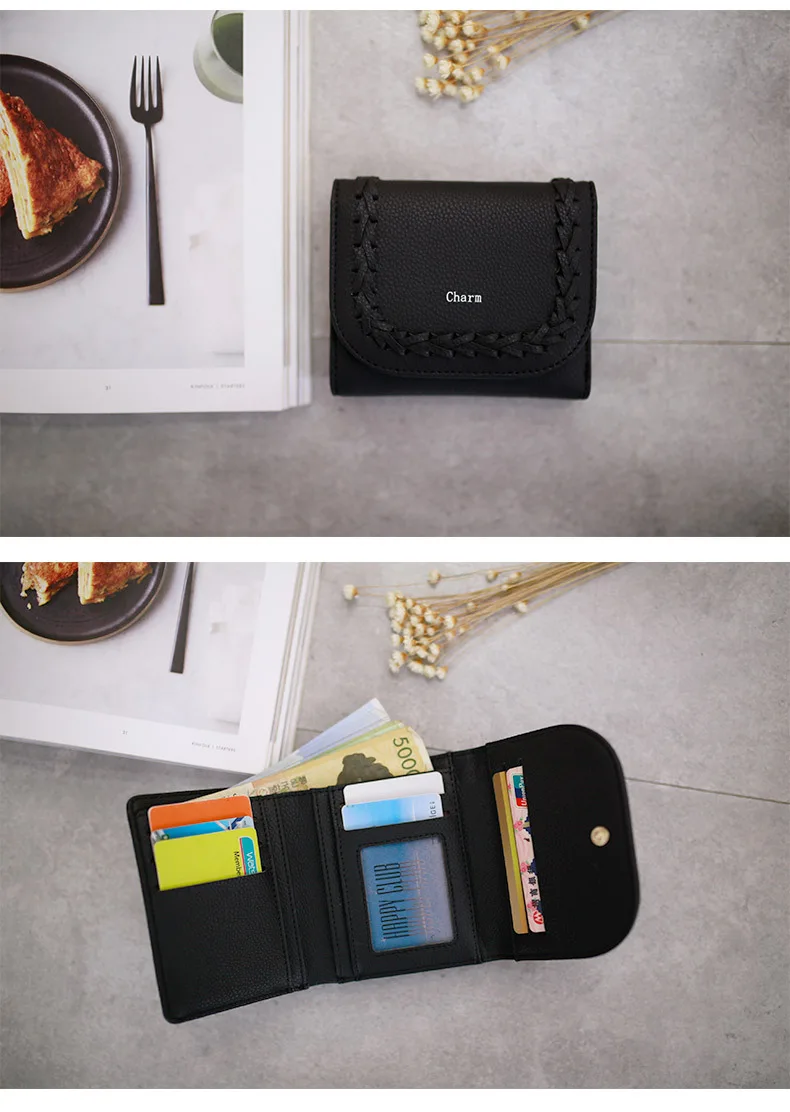 Новое поступление года! Вязание короткий женский кошелек качество PU Деньги сумки модные сумки держатели карт женский клатч