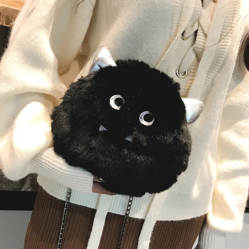 

candice guo! Super cute plush toy lovely cartoon devil monster soft crossbody bag cosmetic bag girls birthday Christmas gift 1pc
