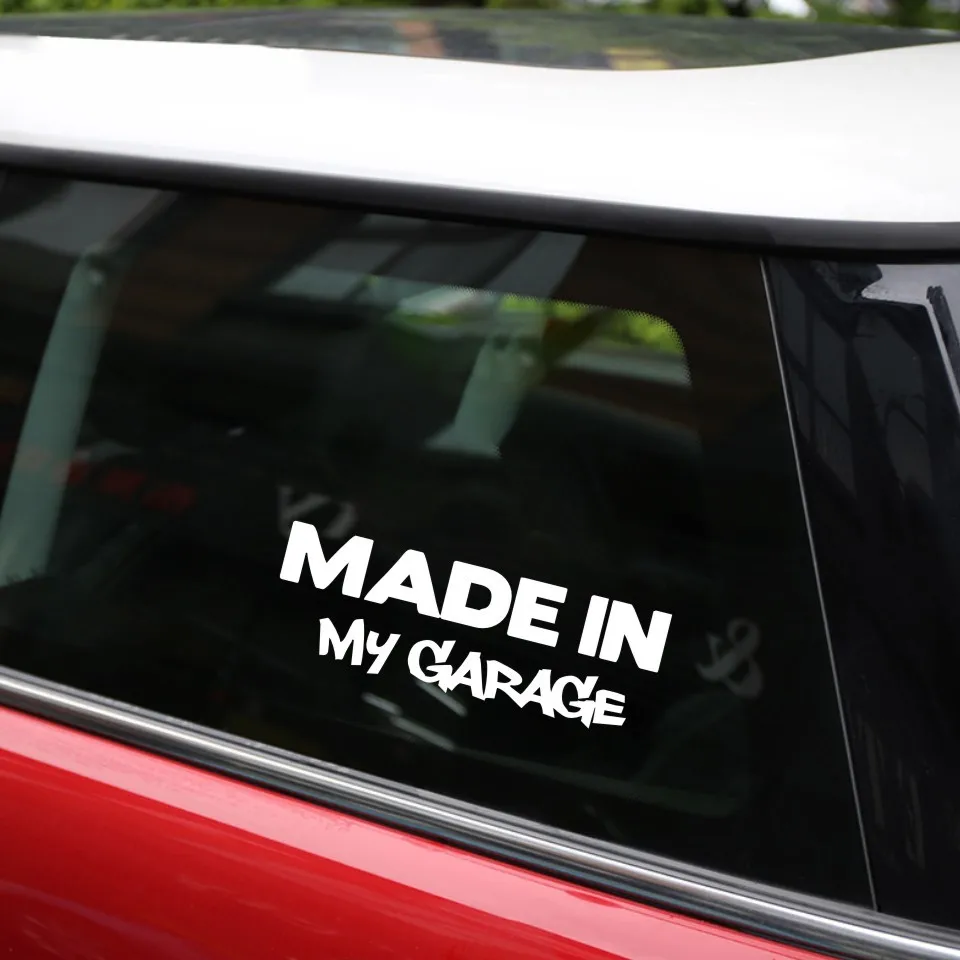 Cunymagos MADE IN MY GARAGE Funny Car Styling Car Stickers Decal Car Styling Motorcycle Body Cool Covers Car Styling 17.85 (10)