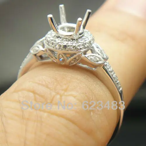 

14kt WHITE GOLD . ENGAGEMENT&WEDDING SEMI MOUNT SETTING RING ROUND 6.5mm