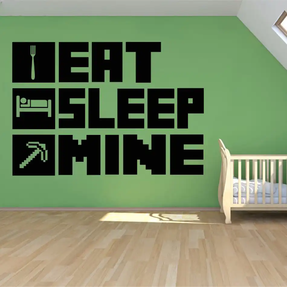 5pcs 14 Styles Minecraft Wall Stickers 3d Wallpaper Kids