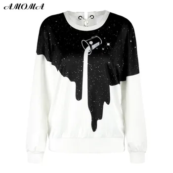 

AMOMA Round Neck Pullover 3D Printing Rope Sweatshirt Milk