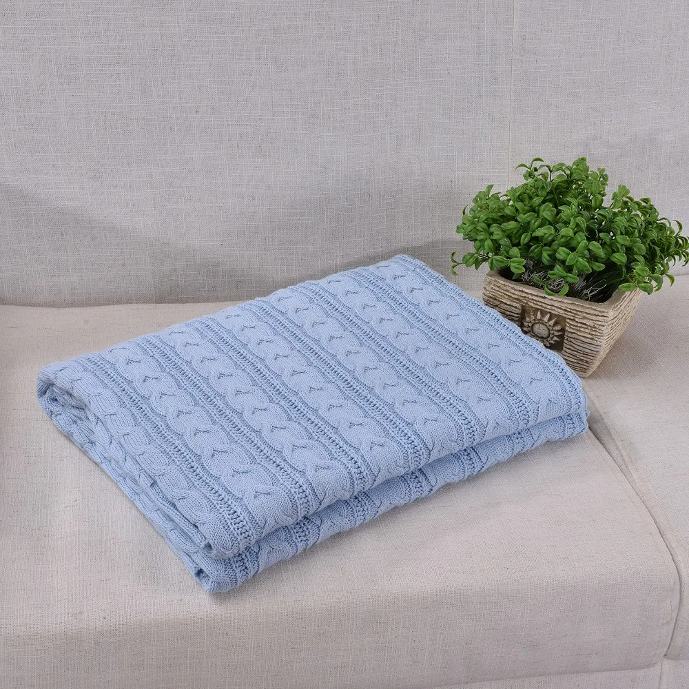 Хлопок, высокое качество, мягкое вязаное одеяло ручной работы, одеяло для кровати, бежевое, красное, коричневое, голубое, белое, серое, розовое вязаное одеяло для дивана