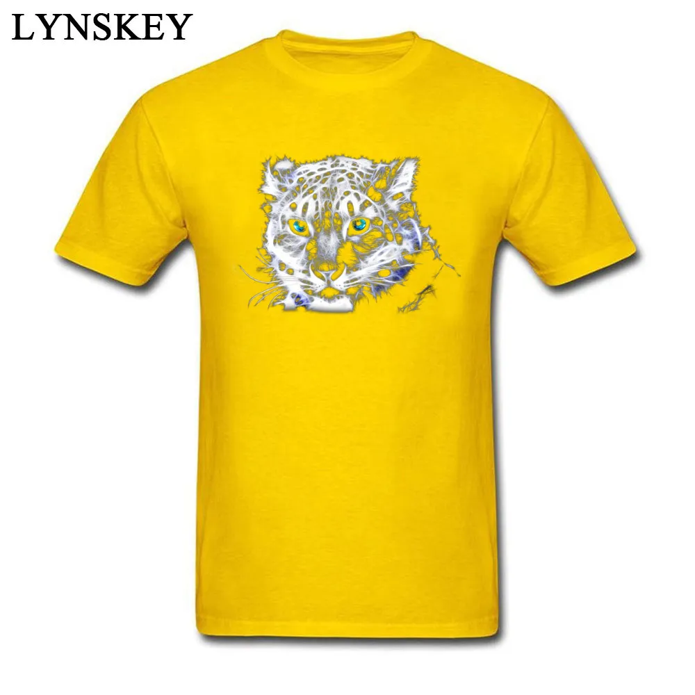 Casual Men's Snow Leopard Fractal T-shirts Coupons Summer Autumn Short Sleeve Round Collar 100% Cotton Tops T Shirt Printing Tee-Shirts Snow Leopard Fractal yellow