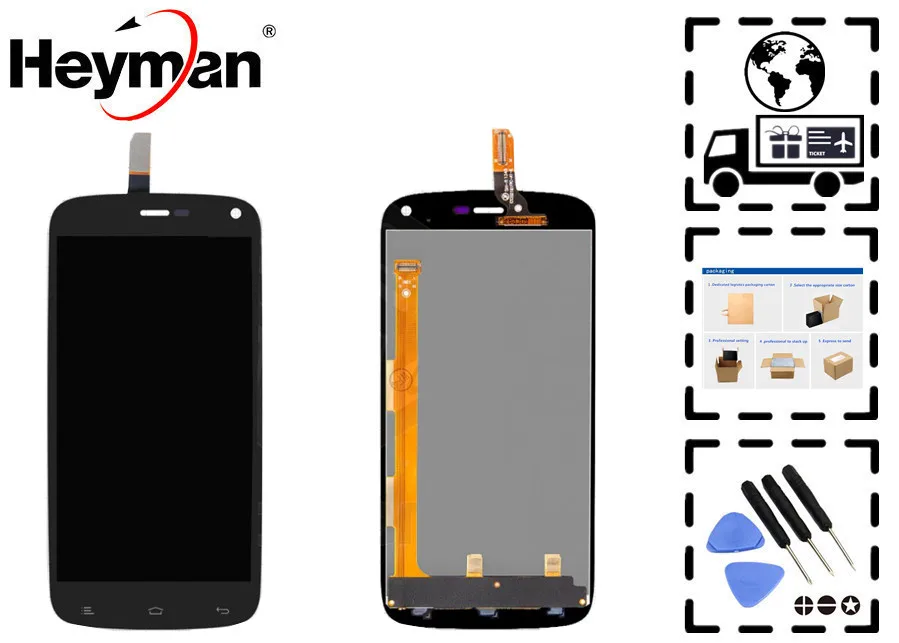 

Heyman LCD display screen for Fly IQ4410 Quad Phoenix; Gionee E3 LCD Front Glass Lens Sensor Digitizer touchscreen Replacement