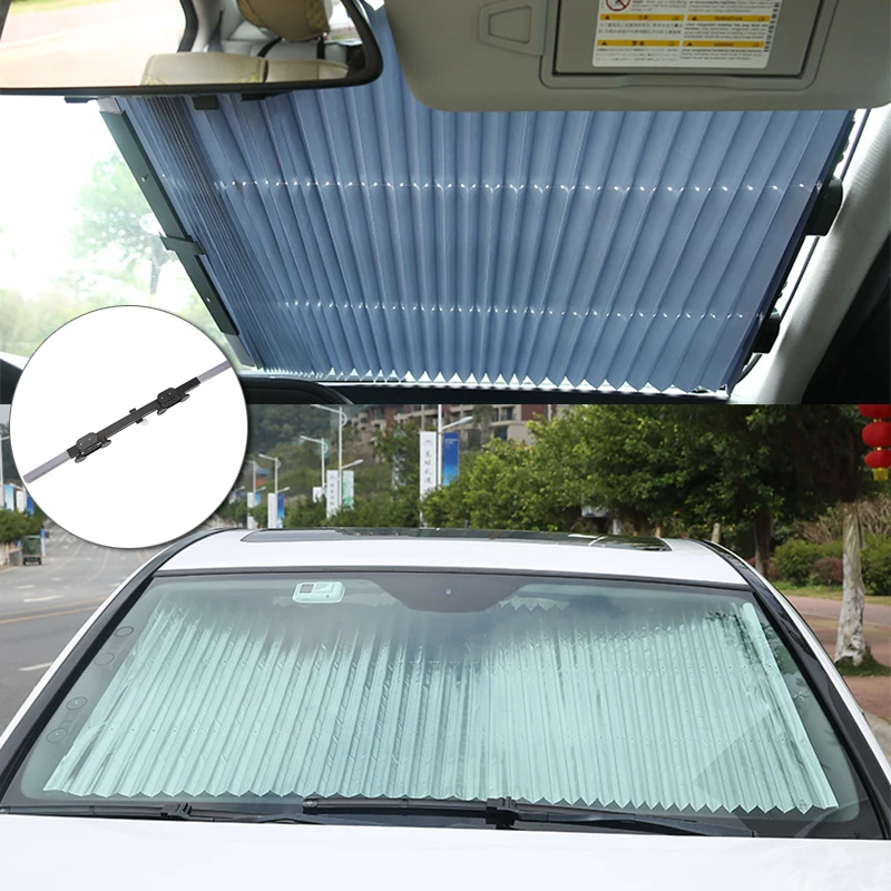 

46CM/65CM/70CM/80CM Upgarde Retractbale SUV Truck Car Front Windshield Sunshade Rear Window Sun Visor UV Protection Curtain