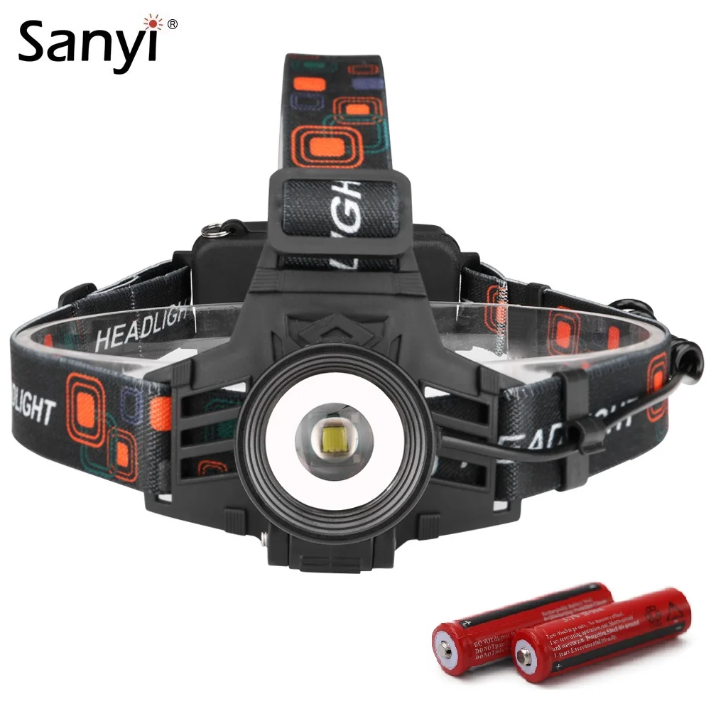 Sanyi XML T6 светодиодный задний фонарь с 3 режимами и возможностью регулирования интенсивности и дальности свечения фары Водонепроницаемый налобный фонарь кемпинг фронтальные Фонари Ночная Рыбалка фонарик