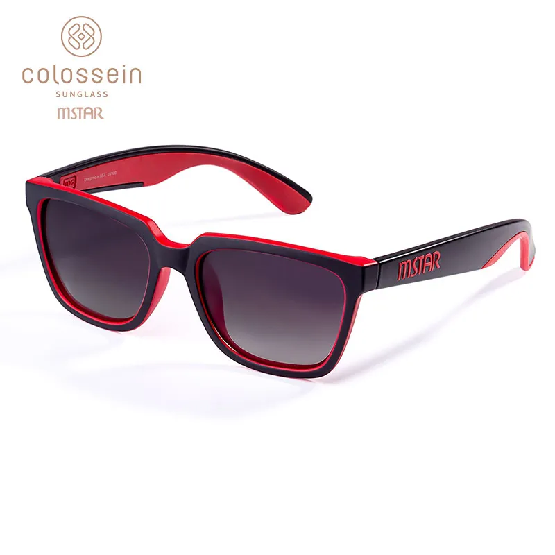 COLOSSEIN Mstar солнцезащитные очки мужская мода поляризованные винтажные double injection солнцезащитные очки для женщин квадратные голубые коричневые UV400 - Цвет линз: Red