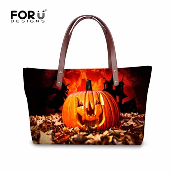 

FORUDESIGNS Halloween Print Women Bag Neoprene Crossbody Bag Casual Pumpkin Pattern Female Handbags Shoulder Tote Handbag Bolsas