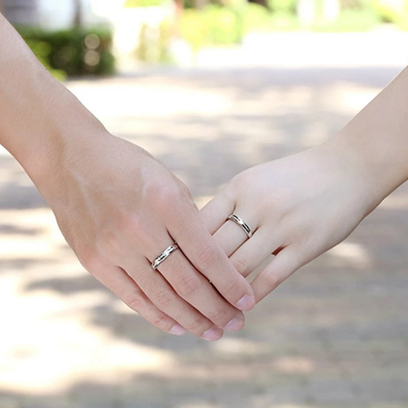 DOYUBO Romanti 925 Sterling Silver Lovers Rings Engraving Love you Forever Adjustable Size Luxury Silver Couples Rings VB227