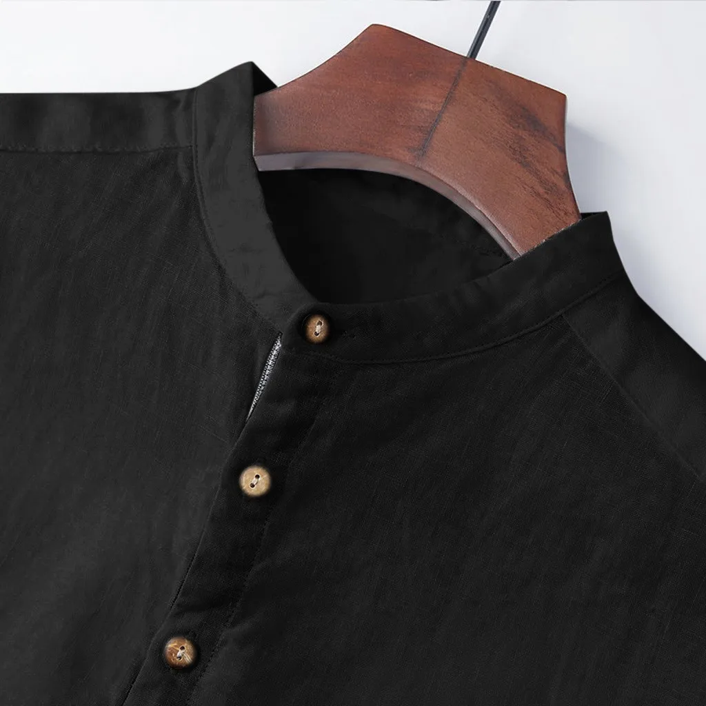 Черные повседневные рубашки с коротким рукавом, мужские рубашки из чистого хлопка и льна, дышащая облегающая брендовая одежда размера плюс