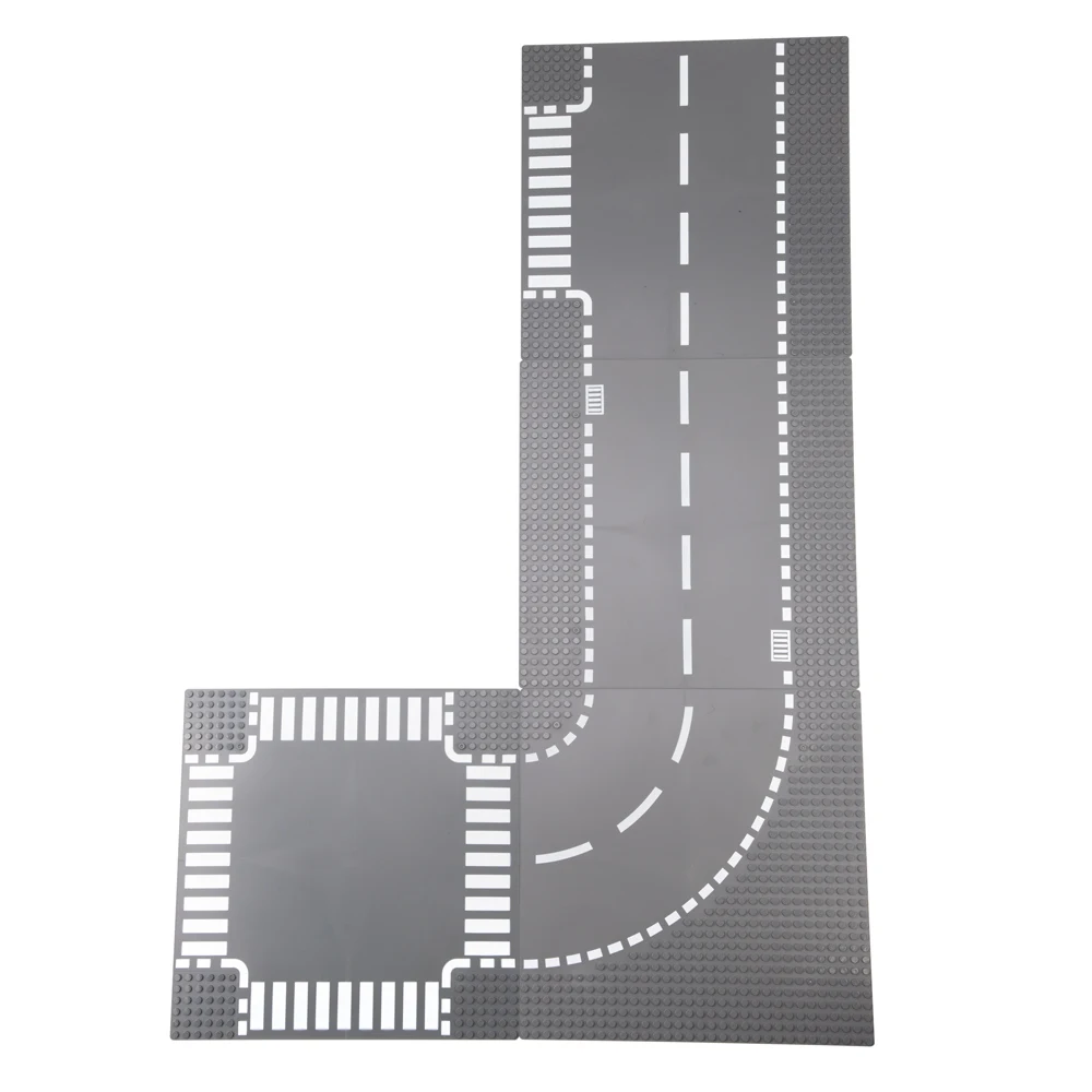 

TUKATO Road Baseplate Straight Crossroad Street view road Baseplate Building Blocks Parts Bricks Compatible Legoe toys foy kids