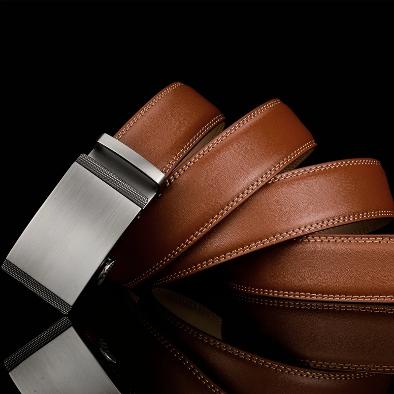 Skup Plyesxale luksusowy projektant skórzany człowiek top z paskiem jakości pasek z klamrą pasek automatyczne brązowe męskie pasy skóry wołowej Dropshipping G67