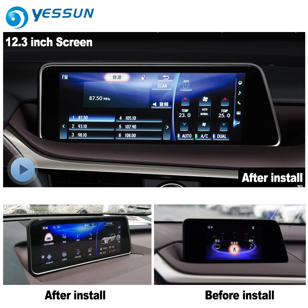 Best YESSUN 12.3" For Lexus RX 200t RX200t 2015~2018 Car Android Carplay GPS Navi maps Navigation Player Radio Stereo WiFi no DVD 1