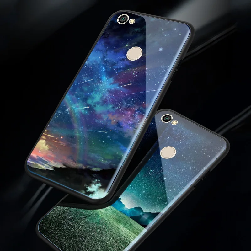 

Glossy Space Planet Stars Case For Xiaomi Redmi 5 / 5 Plus 5A Luxury Glass Back Cover For Redmi Note 5A Prime / Y1 Cases Coque