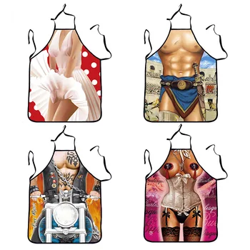 

3D Funny Apron Sexy Kitchen Apron Man Naked Girl Women Aprons Dinner Party Cooking Apron Adult Cozinha Tablier Cuisine Pinafore