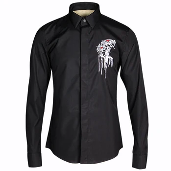 

Brand Shirt Men Flower Embroidery Mens Dress Shirts Long Sleeve Chemise Homme Business Formal Men Shirts Camisas Masculina