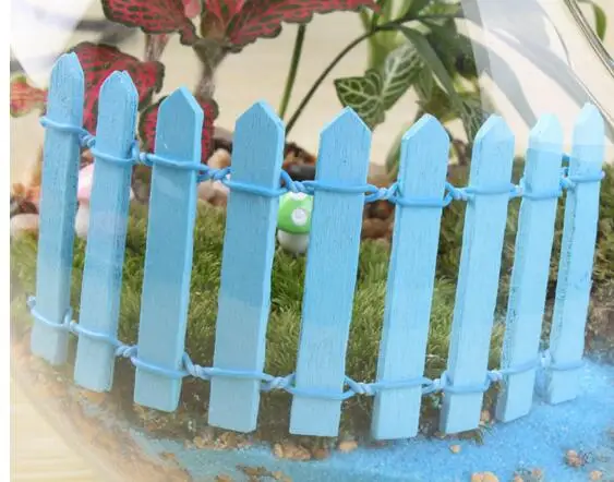 Многоцветный деревянный забор палисад миниатюрный Сказочный Сад домашнее украшение для дома мини-ремесло Ландшафтный Декор микро DIY аксессуары - Цвет: Небесно-голубой