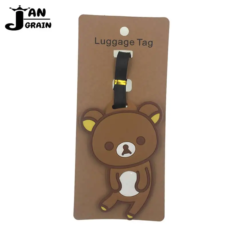 

Silica Gel Brown Bear Luggage Tag Suitcase ID Address Holder Animals Baggage Boarding Tag Portable Label Travel Accessories